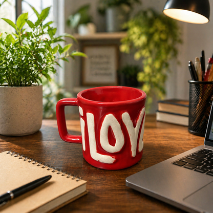 I Love You Ceramic Coffee Mug - Red Love Mug