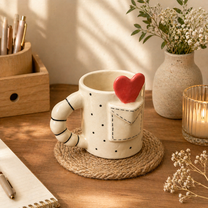 Heart Envelope Ceramic Coffee Mug - Cute Love Mug